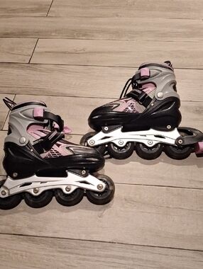 Kids Adjustable Inline Skates - Gray & Pink